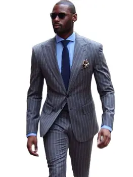 (švarkas+kelnės)Aukštos kokybės vestuvių jaunikio vyriški kostiumai Smokingo kostiumas Formalus elegantiškas plonas prigludimas Strip Blazer Kelnės Prom Vyriški kostiumai
